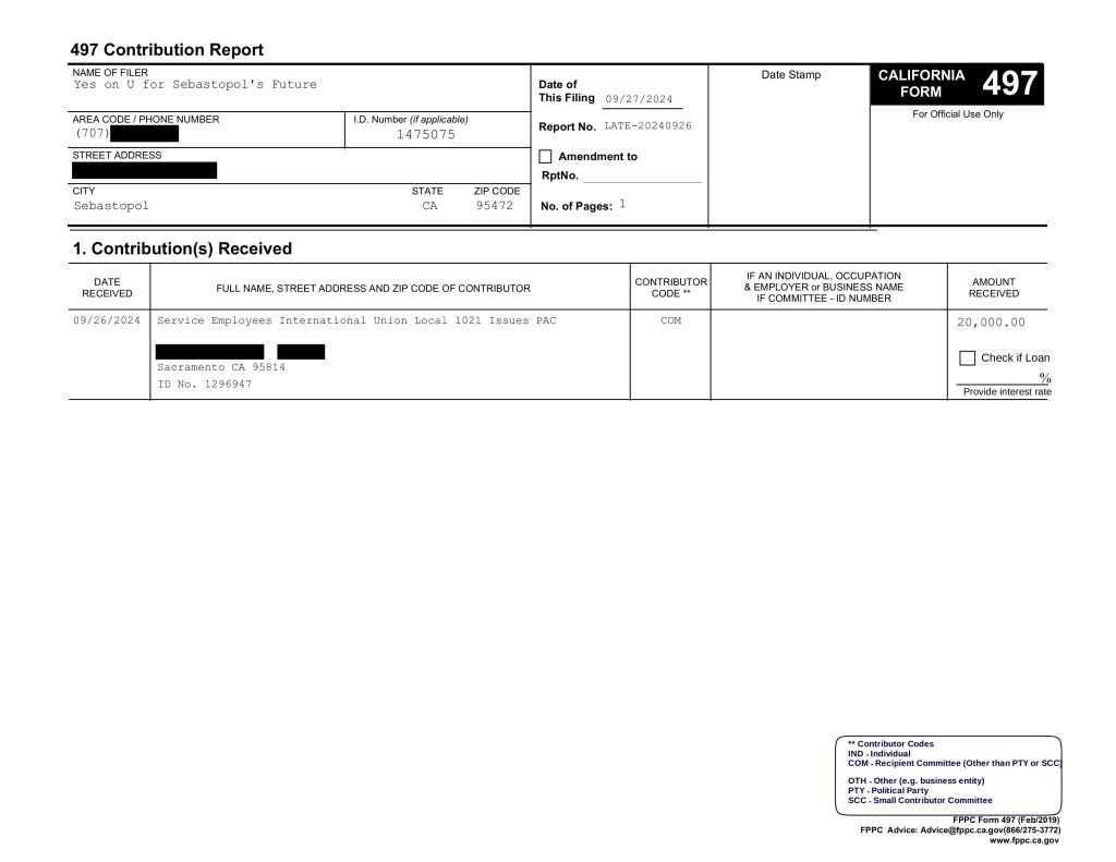 FORM 460 PRE ELECTION MEASURE U RCVD 9 26 2024_Redacted_2.jpg